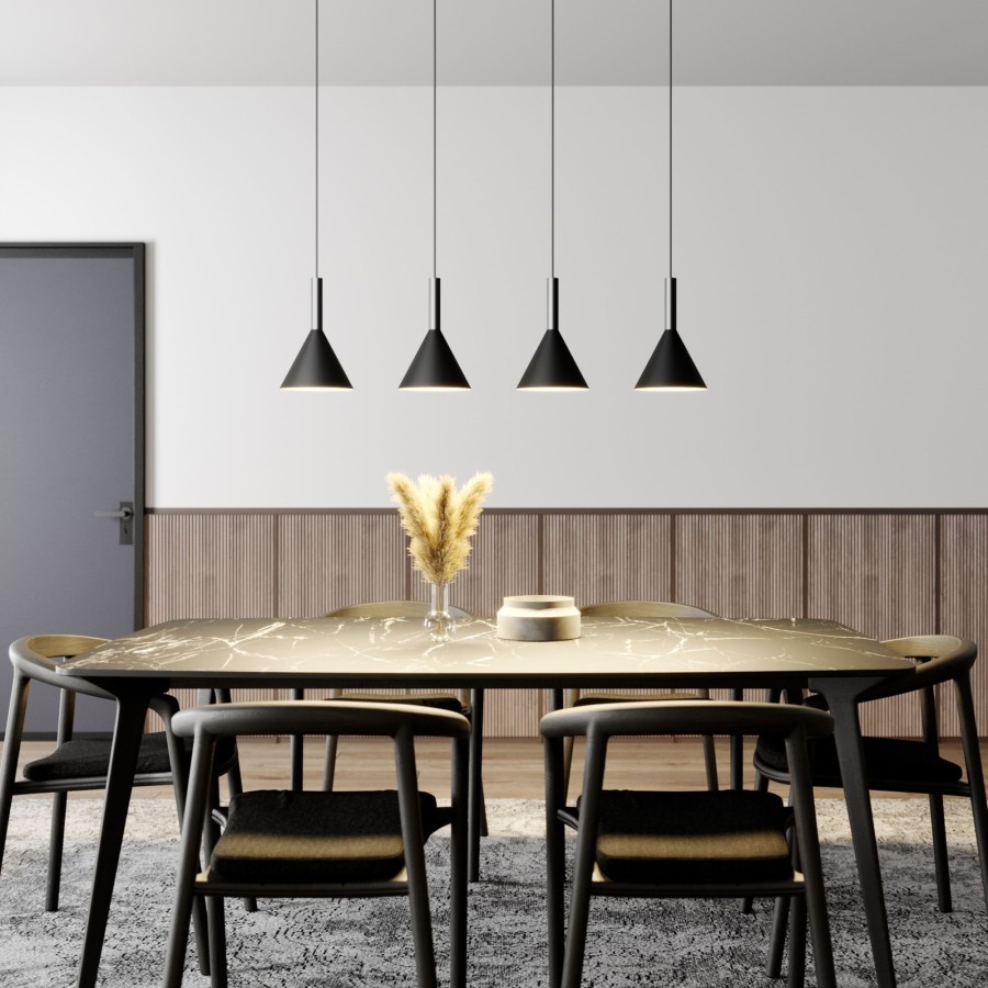 Lampes D'Interieur Arcchio | Arcchio Tadej Suspension A 4 Lampes, Noire-Blanche Noir, Blanc