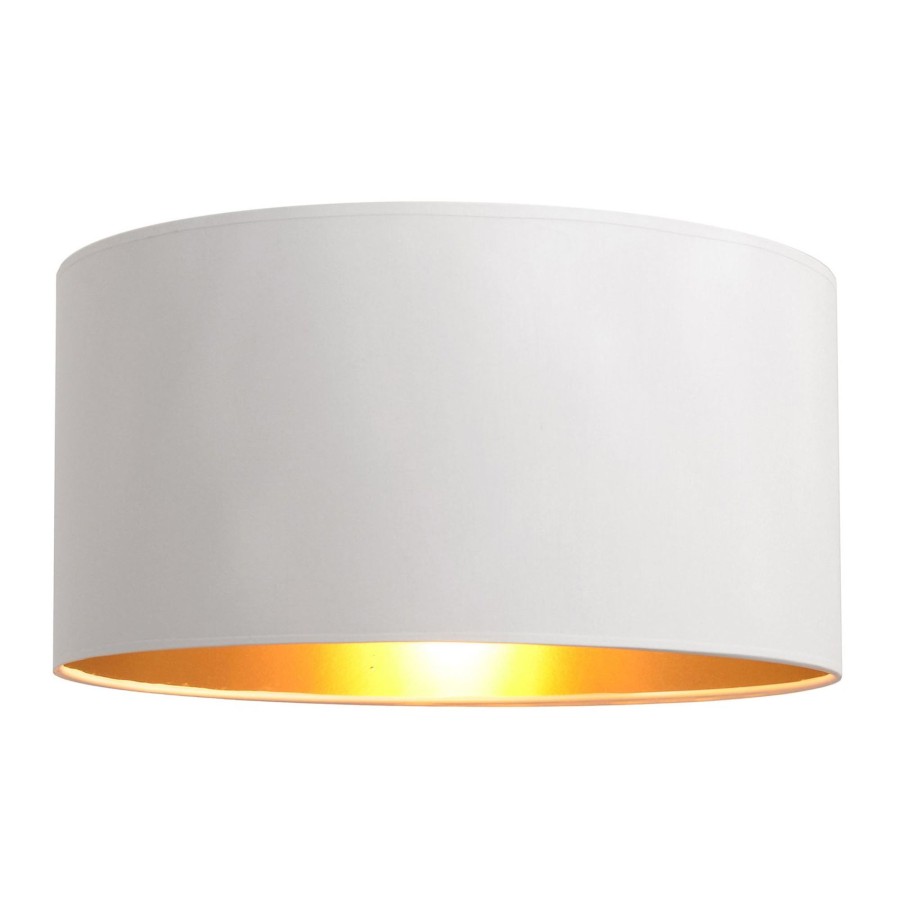 Lampes D'Interieur HELAM | Abat-Jour Alba, O 40 Cm, E27, Blanc/Dore Blanc, Dore