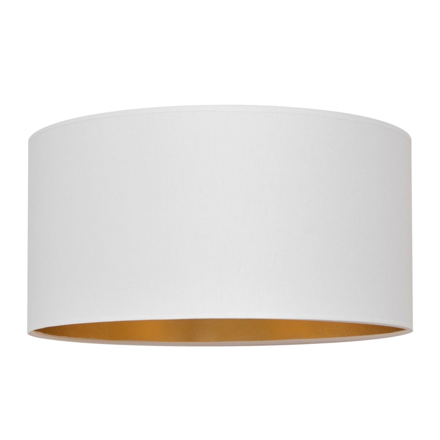 Lampes D'Interieur HELAM | Abat-Jour Alba, O 40 Cm, E27, Blanc/Dore Blanc, Dore