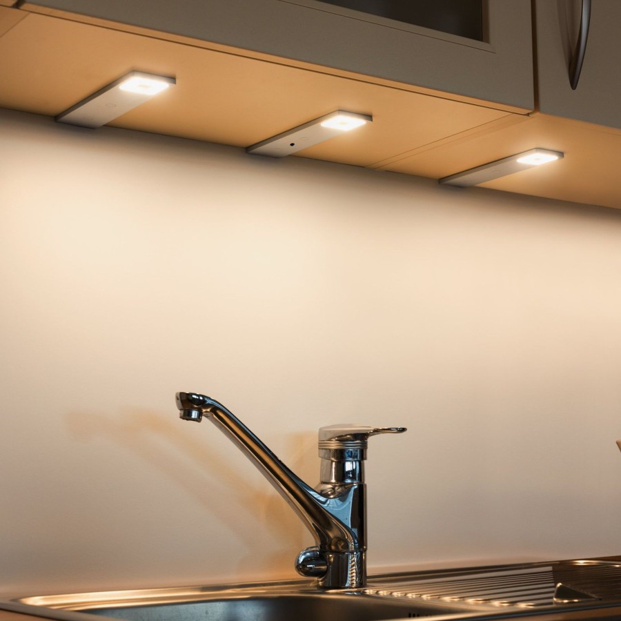 Lampes D'Interieur Heitronic | Lampe Led Pour Meubles Imola, Lot De 3 Argente