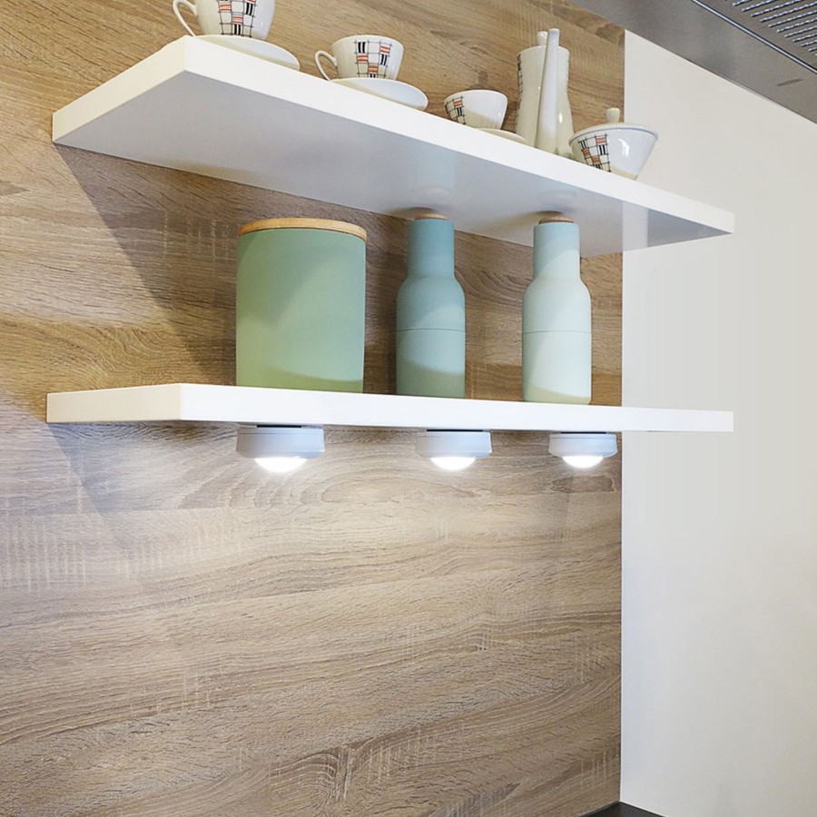 Lampes D'Interieur Müller-Licht | Muller Licht Alio Push 3 Lampes Sous Meuble Blanc, Transparent