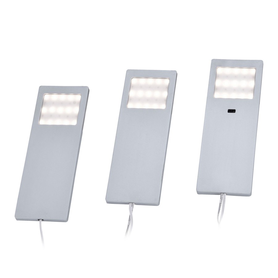 Lampes D'Interieur Paul Neuhaus | Lampe Sous Meuble A Capteur Helena 19X6,6 Cm 3 Pcs Aluminium