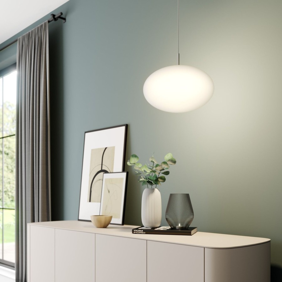 Lampes D'Interieur Lindby | Lindby Sonika Suspension Nickel Satine, Blanc Opale