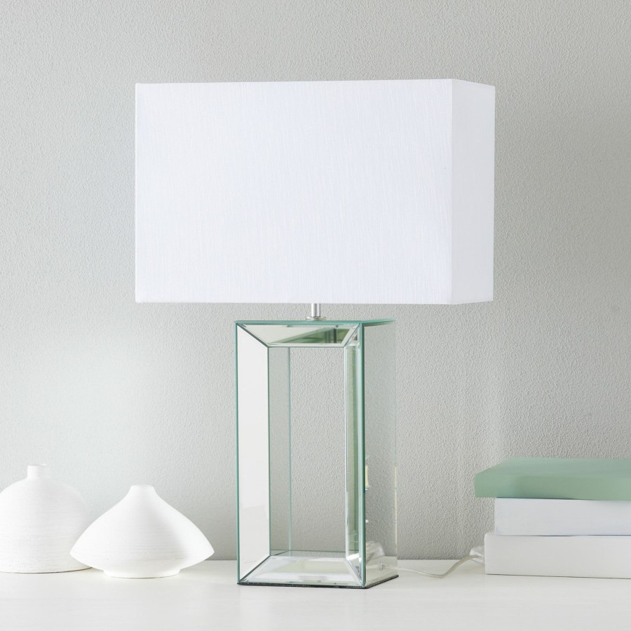 Lampes D'Interieur Searchlight | Lampe A Poser Reflections 58 Cm Miroitant, Blanc