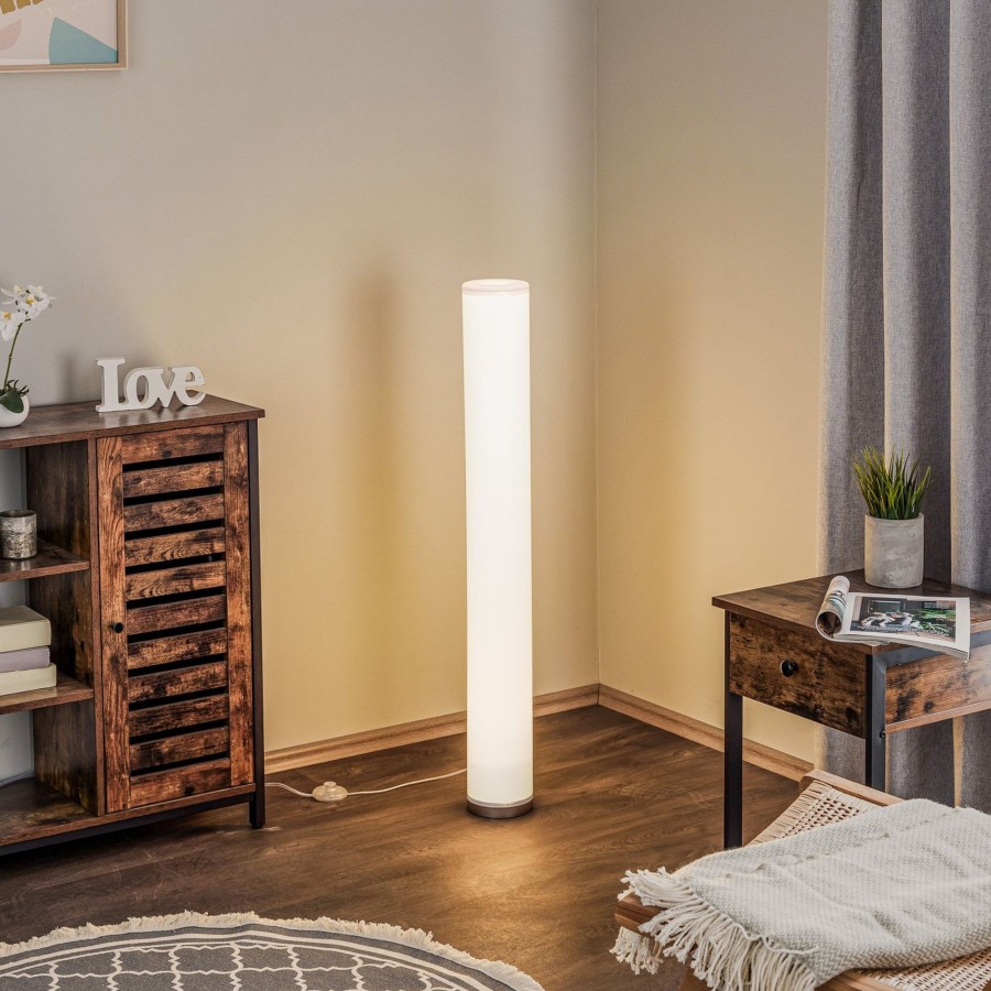 Lampes D'Interieur Lindby | Lindby Mirella Lampadaire En Plastique Blanc, Nickel Satine
