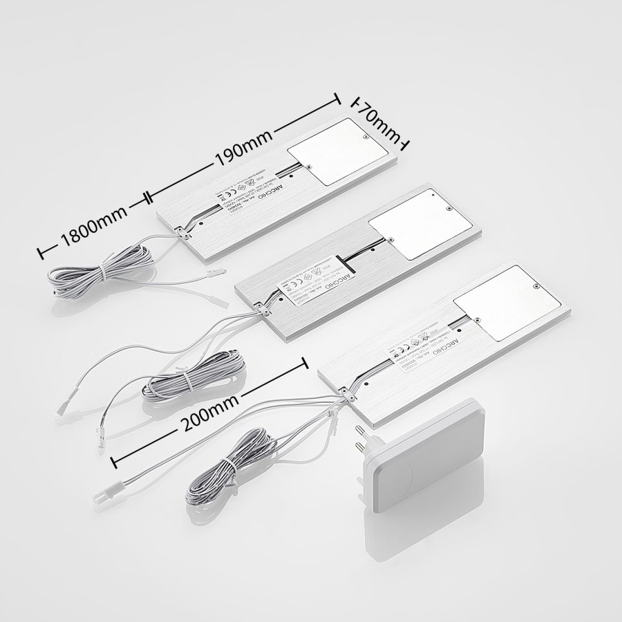 Lampes D'Interieur Arcchio | Arcchio Nortra Lampes Sous Meuble Led, Lot De 3 Aluminium