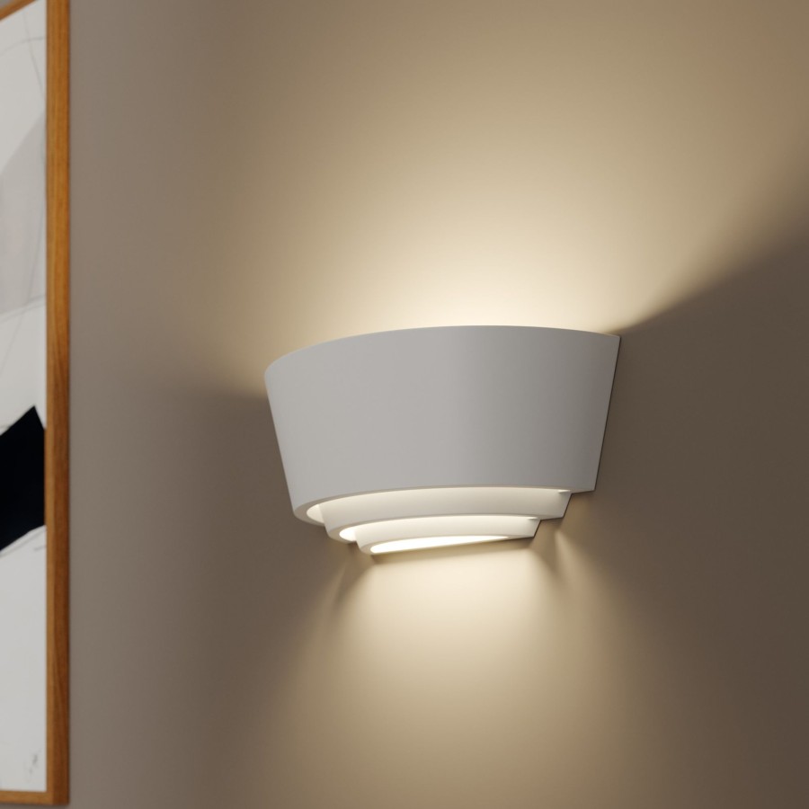 Lampes D'Interieur Lindby | Applique Azriel Platre Demi-Cercle 3 Niveaux Blanc