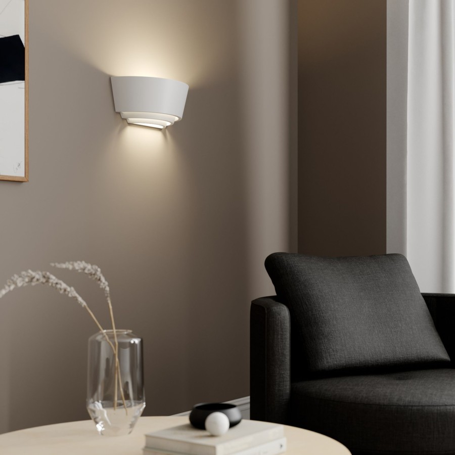 Lampes D'Interieur Lindby | Applique Azriel Platre Demi-Cercle 3 Niveaux Blanc