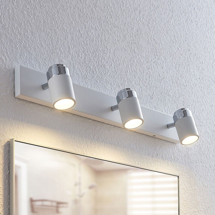 Lampes D'Interieur Lindby | Plafonnier Salle De Bains A 3 Lampes Kardo, Blanc Blanc, Chrome, Gele