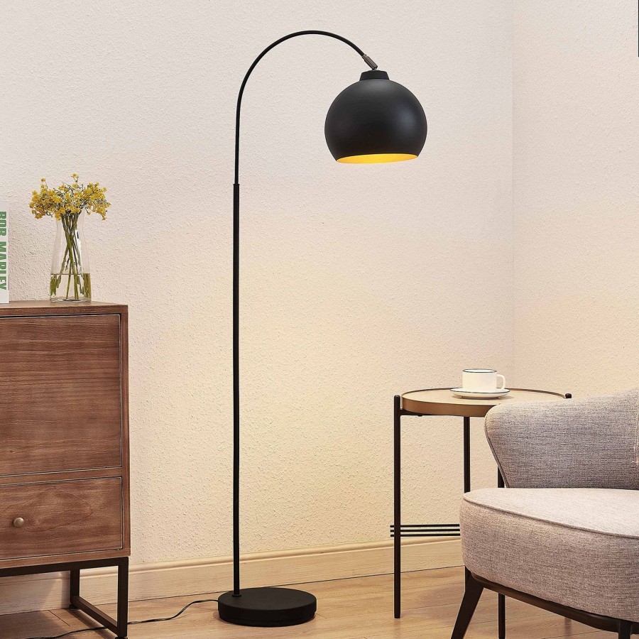 Lampes D'Interieur Lindby | Lindby Minali Lampe Sur Pied Noir, Or