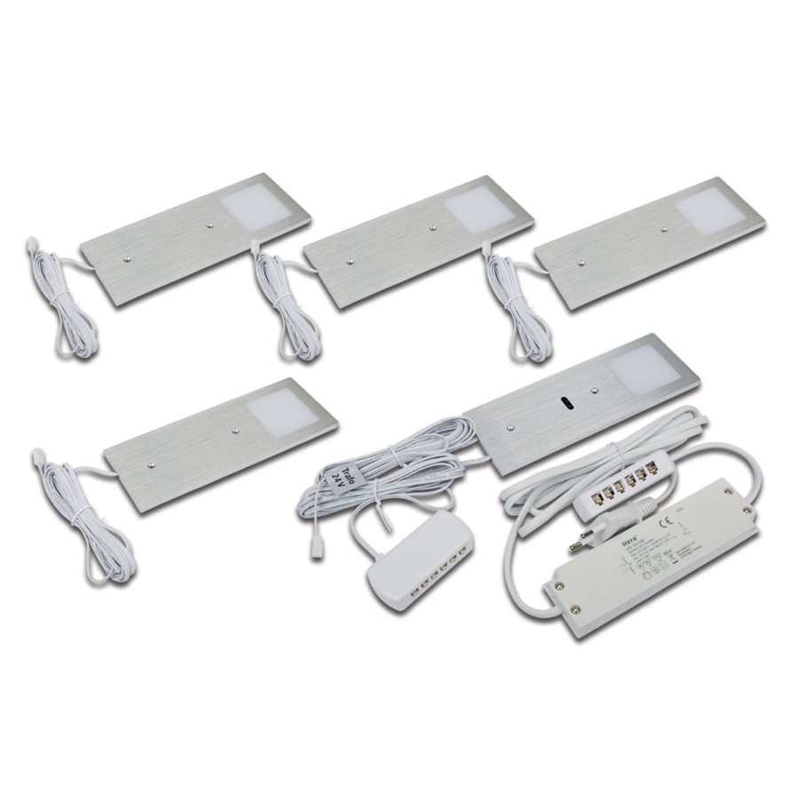 Lampes D'Interieur Hera | Lampe Sous Meuble Led Eco-Pad F Par 5, 4000K Alu Aluminium