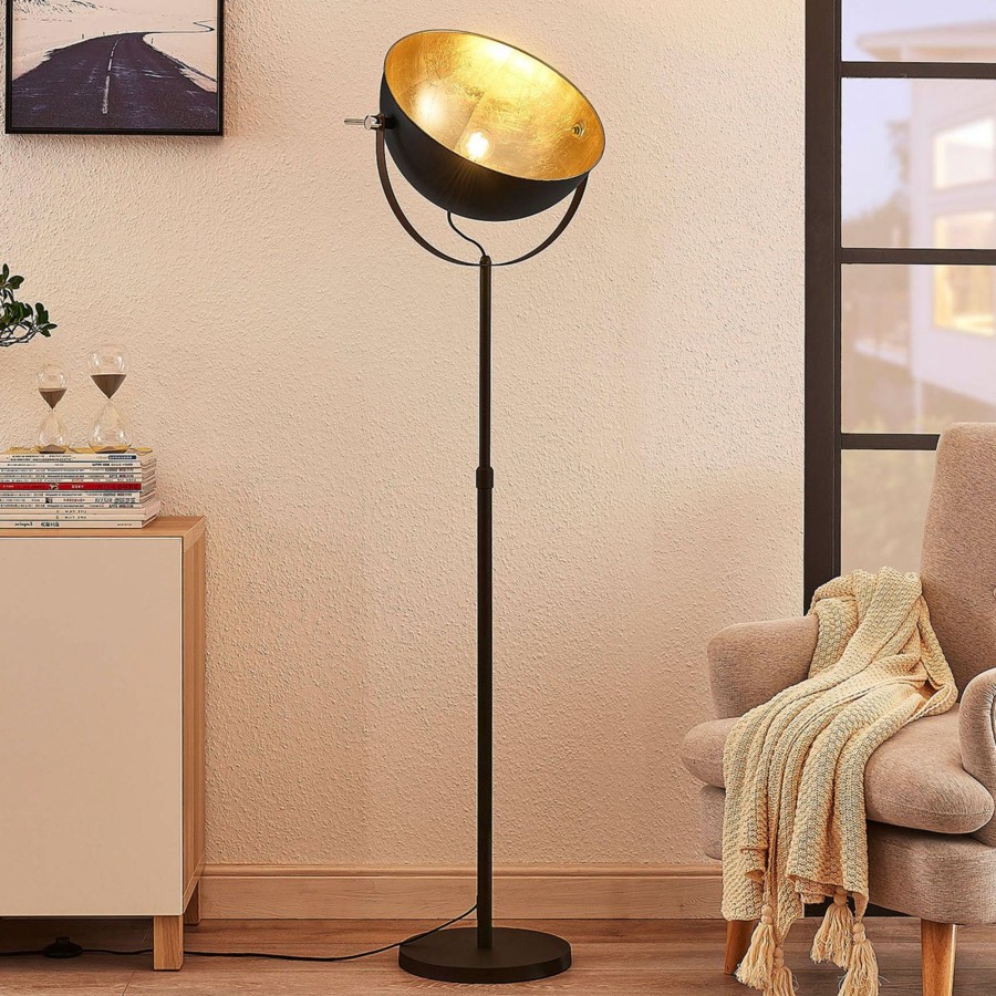 Lampes D'Interieur Lindby | Lampadaire Muriel A 1 Lampe, Noir/Or Noir, Dore