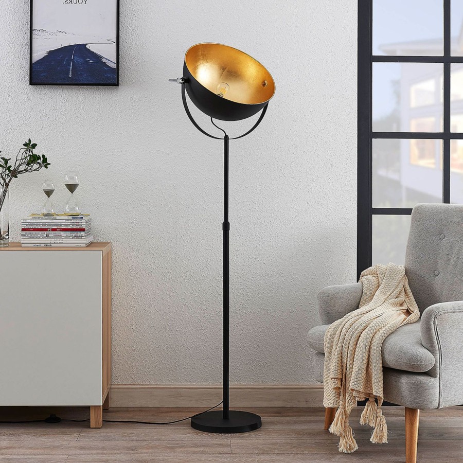 Lampes D'Interieur Lindby | Lampadaire Muriel A 1 Lampe, Noir/Or Noir, Dore