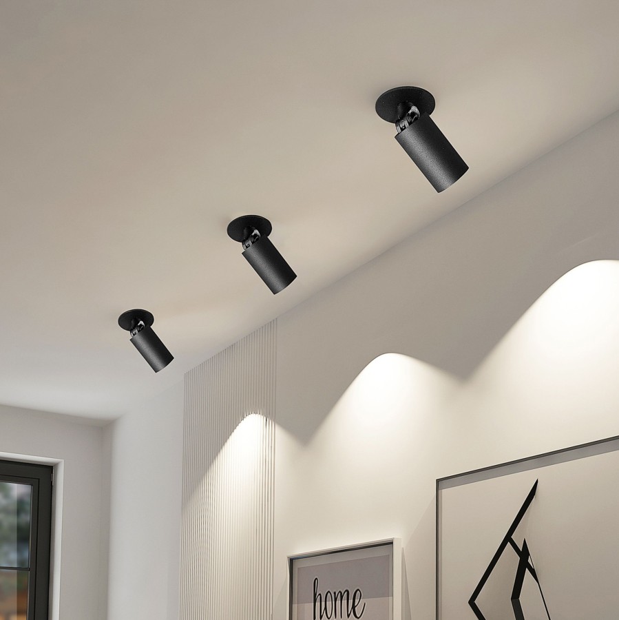 Lampes D'Interieur Arcchio | Arcchio Davin Spot Encastre, Cylindre, Noir