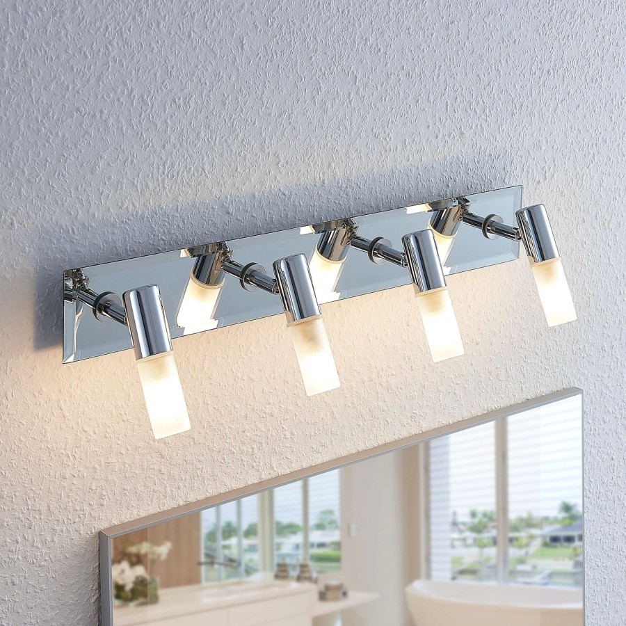 Lampes D'Interieur Lindby | Spot Pour Salle De Bain Zela, 4 Lampes, 53 Cm Chrome, Blanc