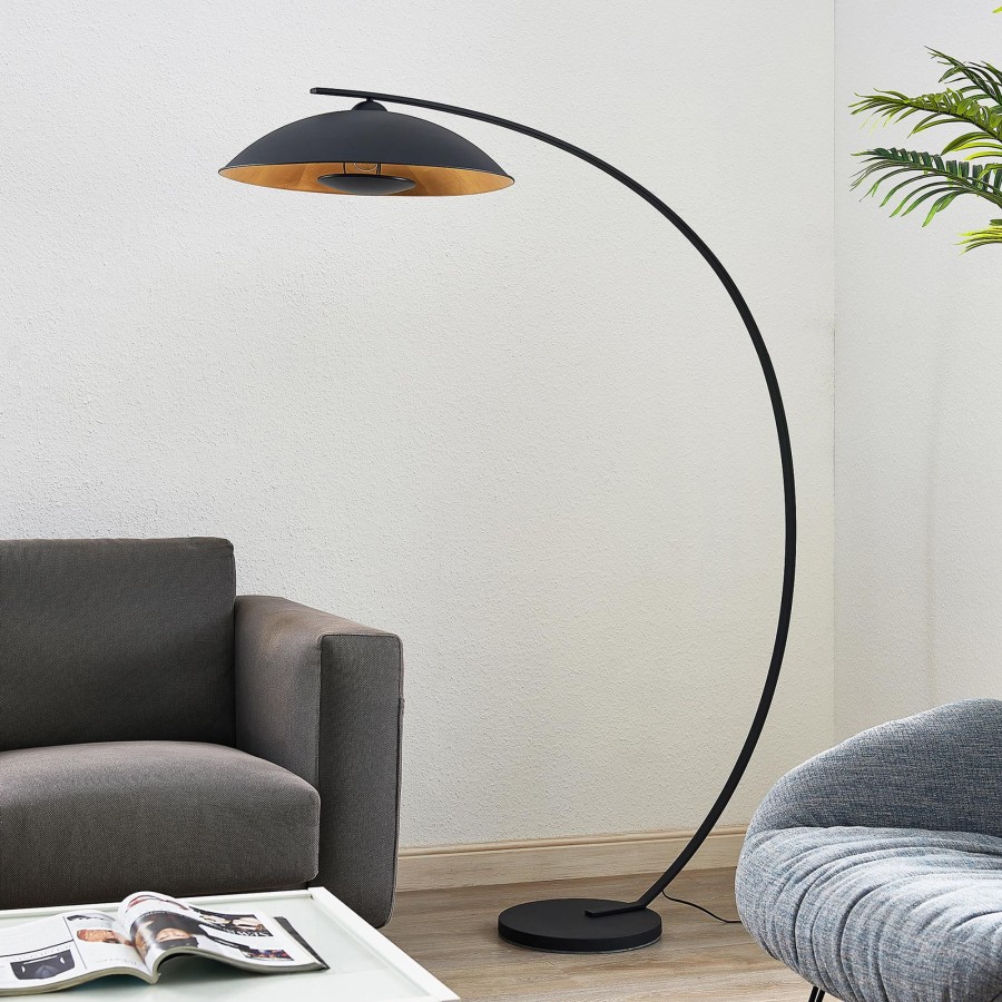 Lampes D'Interieur Lindby | Lindby Emilienne Lampadaire Arque, Noir-Dore Noir, Dore