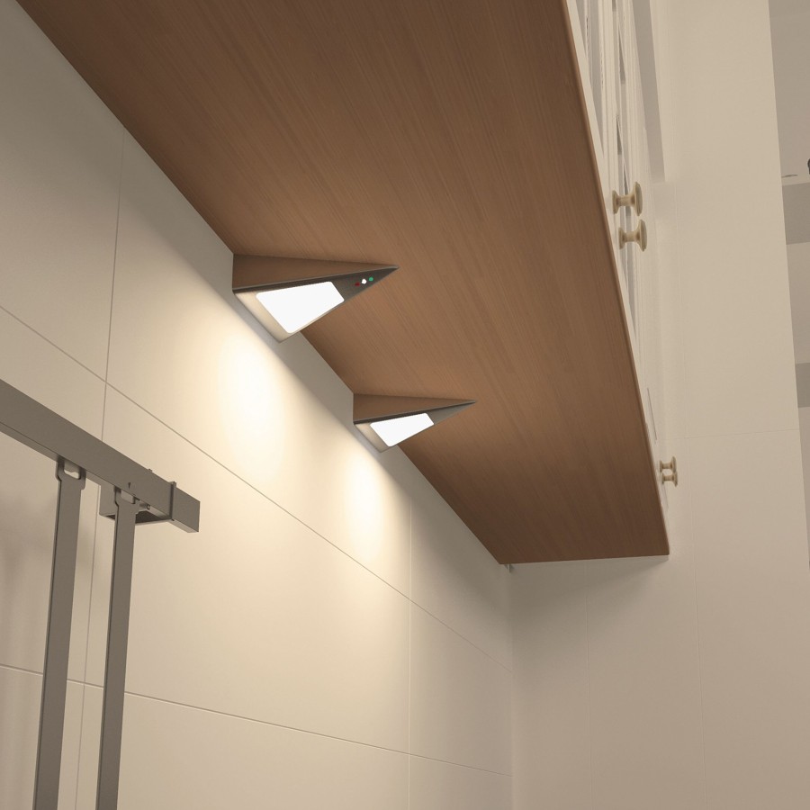 Lampes D'Interieur PRIOS | Prios Odia Lampe Sous Meuble Led, Inox, 2 Lampes Acier Inoxydable