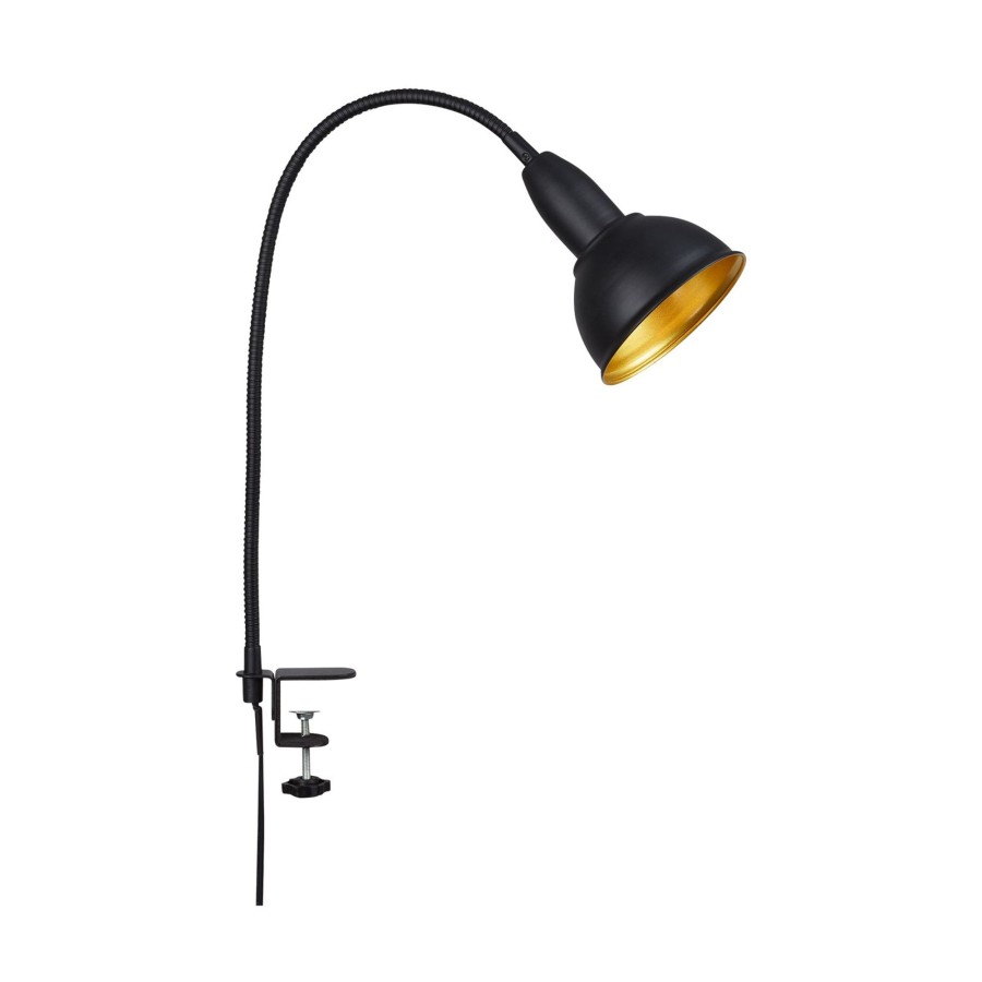 Lampes D'Interieur Briloner | Lampe A Pince Hygge Comfort Light Retro, Noire Noir, Dore