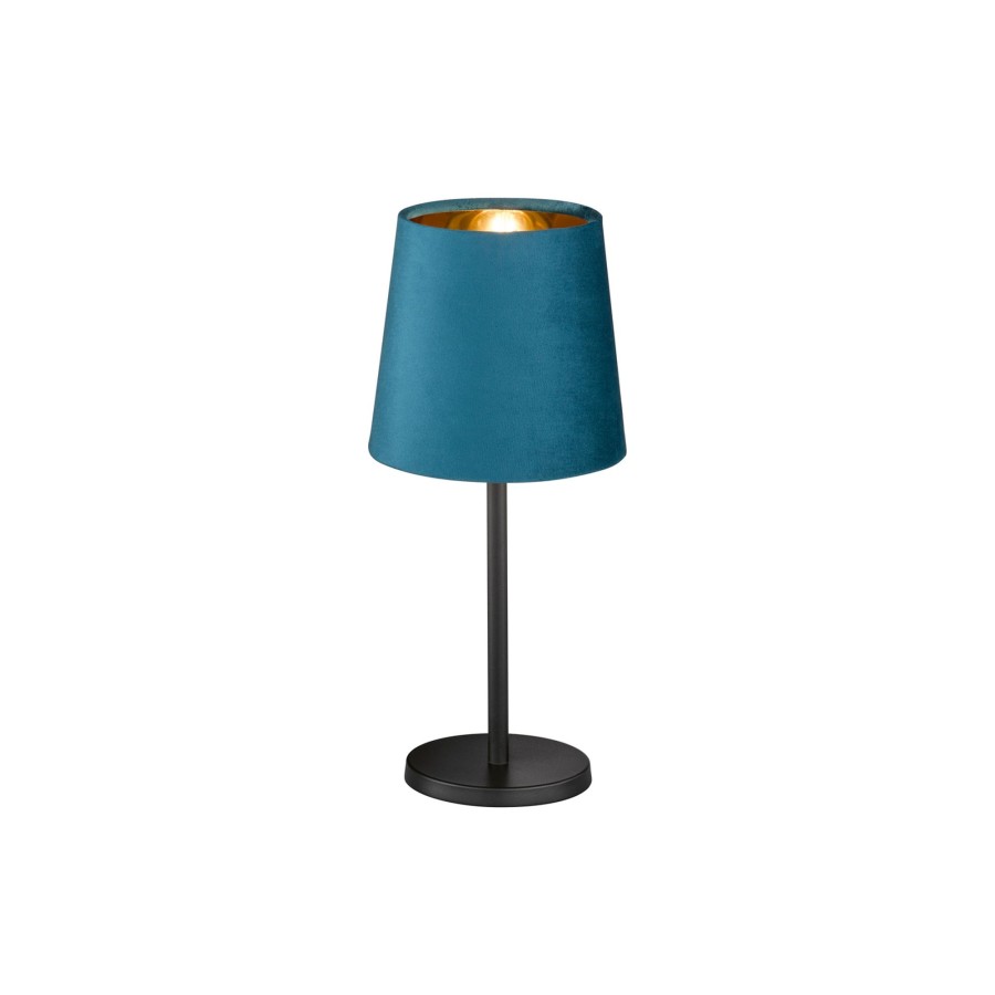 Lampes D'Interieur FH Lighting | Lampe A Poser Palina, Abat-Jour Tissu Petrole/Dore Noir Sable, Petrole, Dore