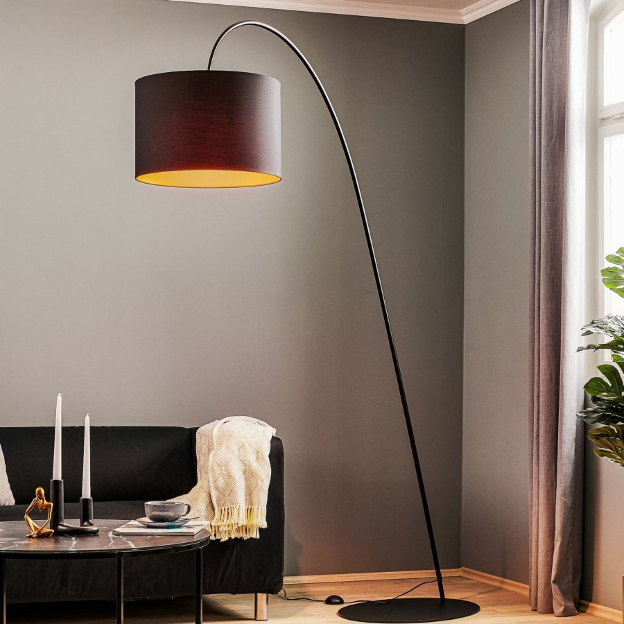 Lampes D'Interieur Nowodvorski Lighting | Lampadaire Arque Avec Abat-Jour Noir Et Dore Noir, Dore