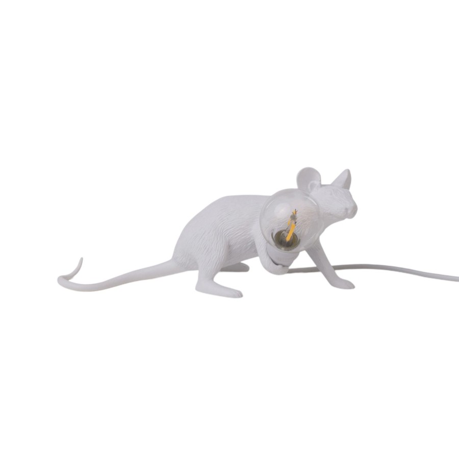 Lampes D'Interieur Seletti | Lampe Deco Led Mouse Lamp Usb Couchee He Blanc