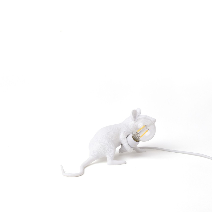 Lampes D'Interieur Seletti | Lampe Deco Led Mouse Lamp Usb Couchee He Blanc