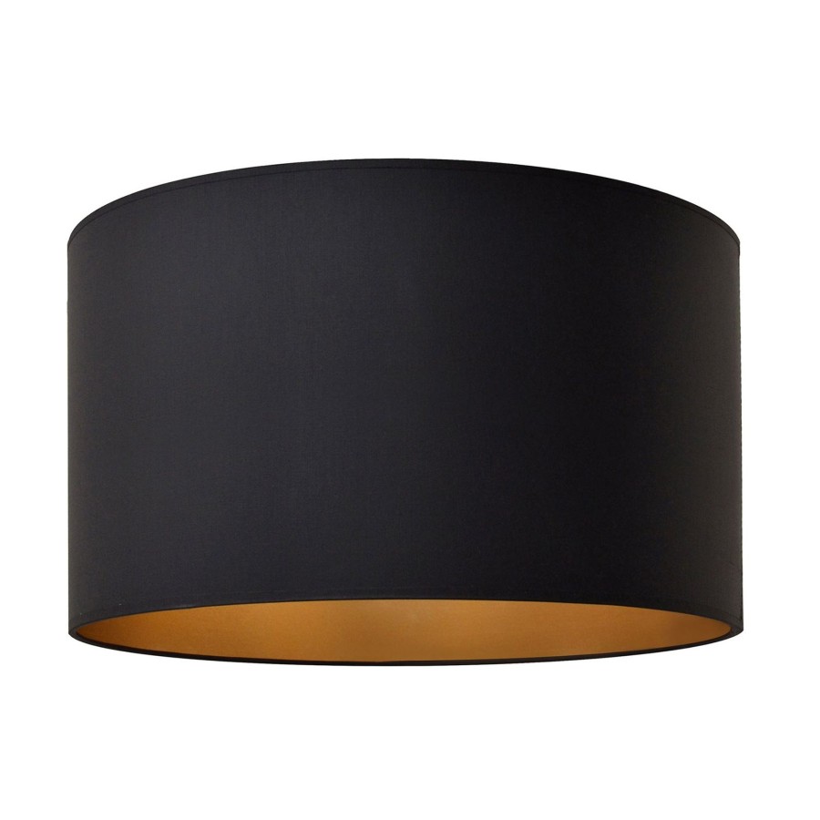 Lampes D'Interieur HELAM | Abat-Jour Alba, O 45 Cm, E27, Noir/Dore Noir, Dore