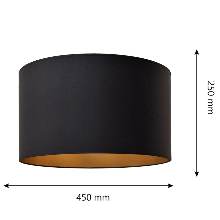 Lampes D'Interieur HELAM | Abat-Jour Alba, O 45 Cm, E27, Noir/Dore Noir, Dore
