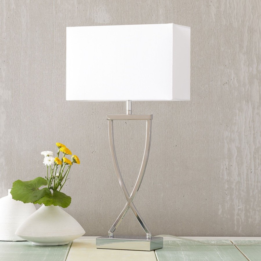 Lampes D'Interieur FISCHER & HONSEL | Lampadaire Textile Anni Chrome-Blanc Chrome, Blanc