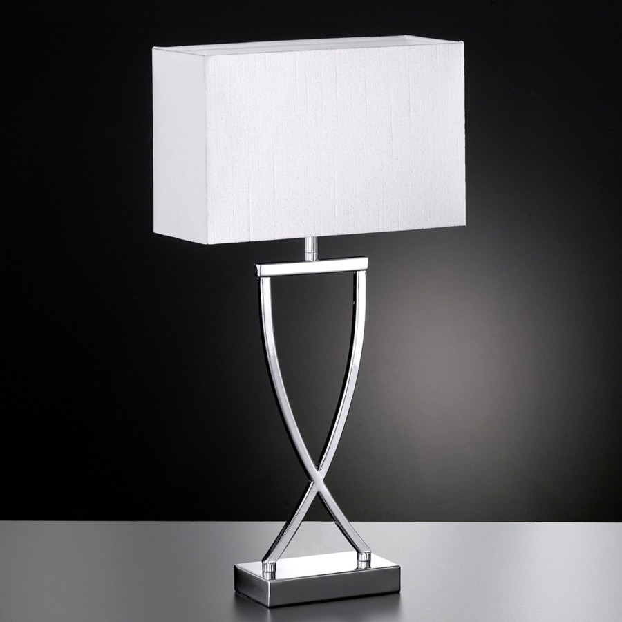 Lampes D'Interieur FISCHER & HONSEL | Lampadaire Textile Anni Chrome-Blanc Chrome, Blanc