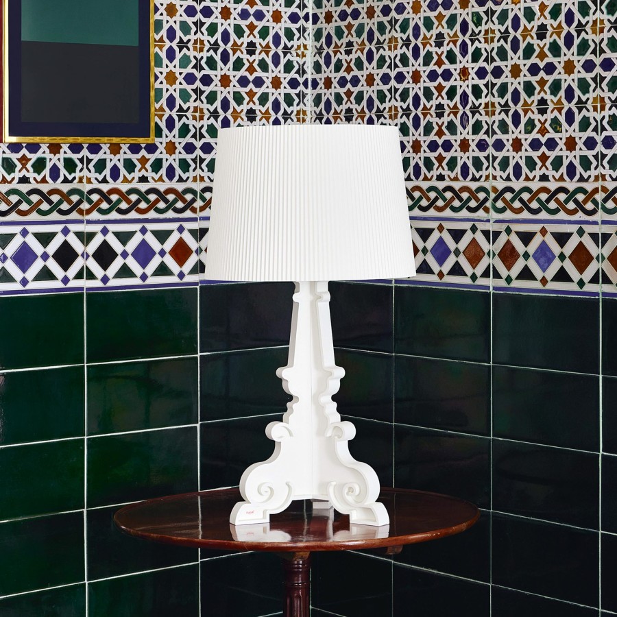 Lampes D'Interieur Kartell | Kartell Bourgie Mat Lampe A Poser Led E14 Blanc Blanc Mat