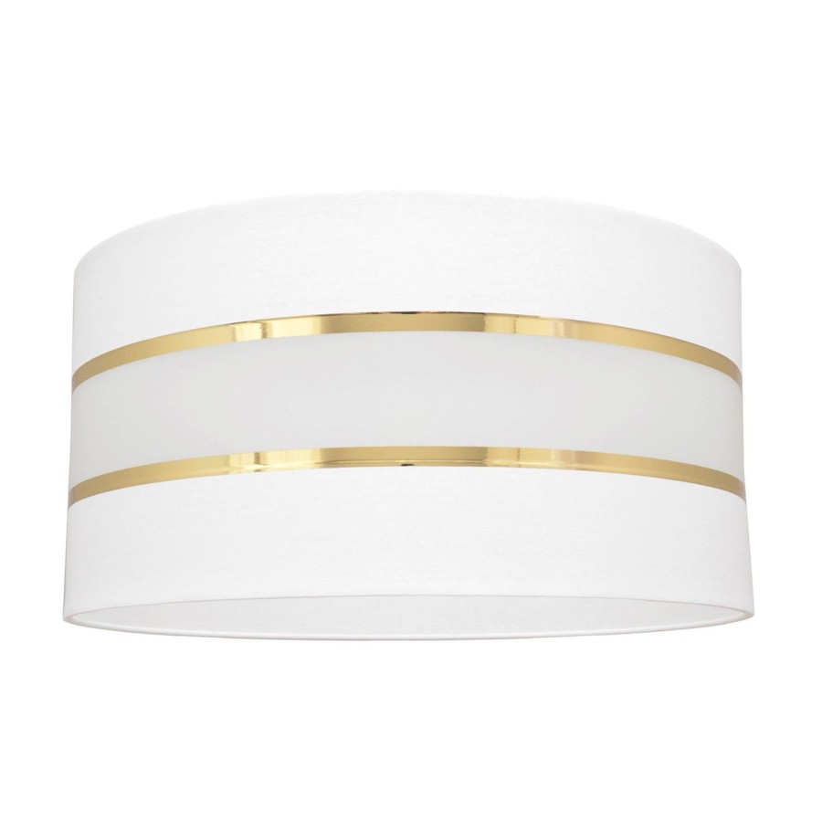 Lampes D'Interieur HELAM | Abat-Jour Helen E27 O40/Hauteur 20 Cm Blanc/Dore Blanc, Dore, Satine