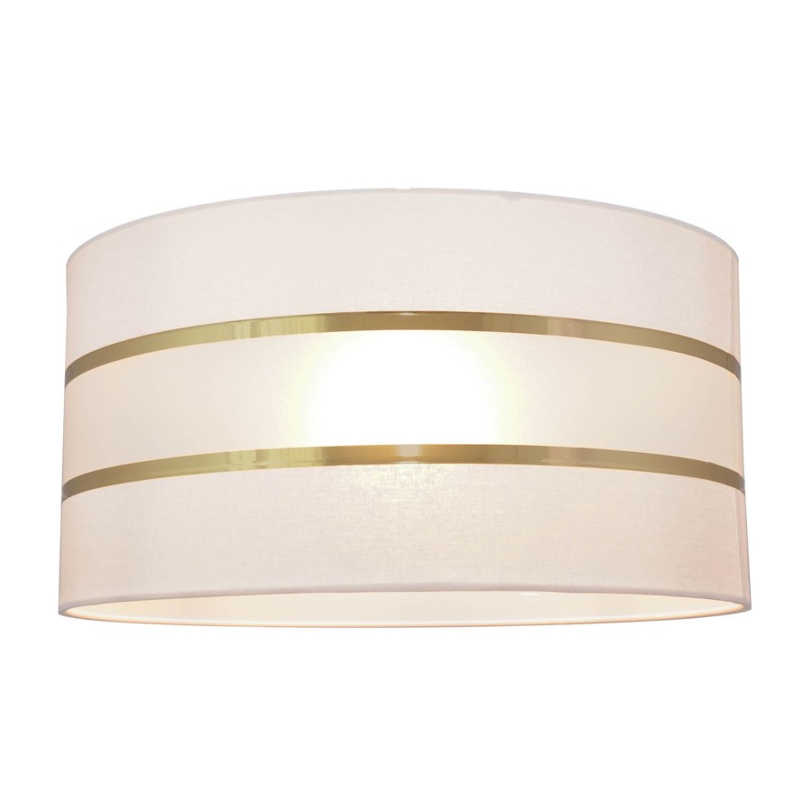 Lampes D'Interieur HELAM | Abat-Jour Helen E27 O40/Hauteur 20 Cm Blanc/Dore Blanc, Dore, Satine