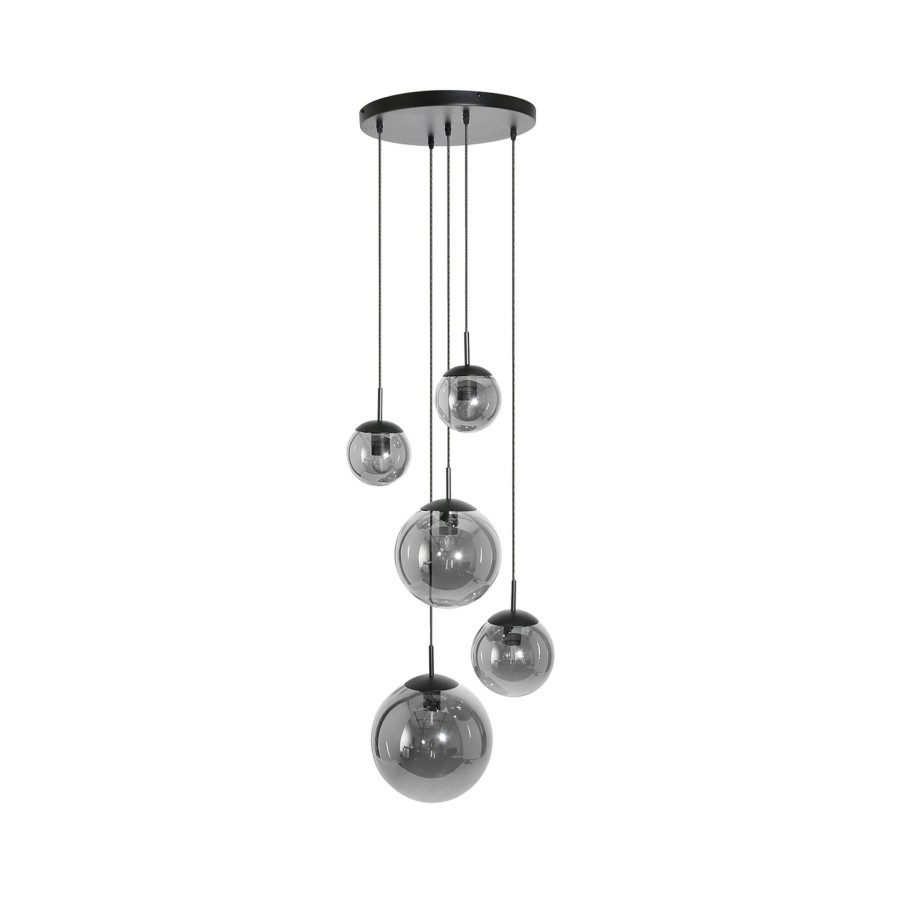 Lampes D'Interieur Steinhauer | Suspension En Verre Bollique, E, A 5 Lampes Noir