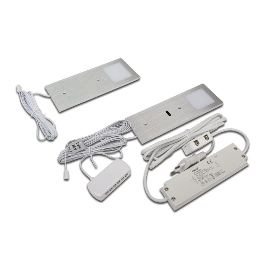 Lampes D'Interieur Hera | Lampe Sous Meuble Led Eco-Pad F Par 2, 3000K Alu Aluminium