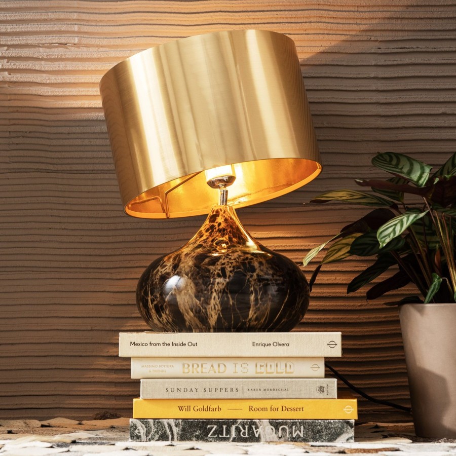 Lampes D'Interieur KARE | Kare Mamo Deluxe Lampe A Poser, Doree, Inclinable Dore, Brun Marbre