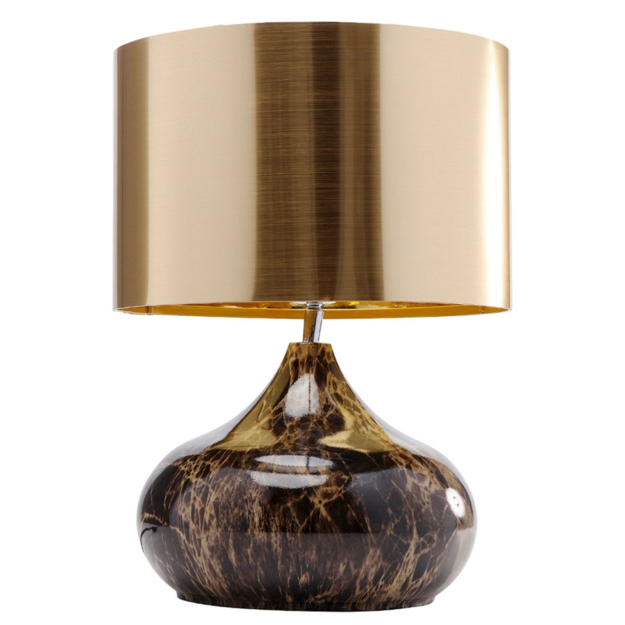 Lampes D'Interieur KARE | Kare Mamo Deluxe Lampe A Poser, Doree, Inclinable Dore, Brun Marbre
